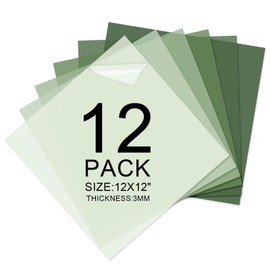 FYSUIMU 12 Sheets Sage Green Acrylic Sheets 1/8 Thick 12 x 12 Inch Opaque Cast Plexiglass Sheet Acrylic Panel Gradient Green Colored Plastic Sheets for DIY Crafts Laser Cutting Engraving Badges