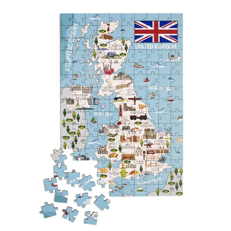 Terra Puzzles United Kingdom Map Wooden Jigsaw Puzzle 152 Piece,