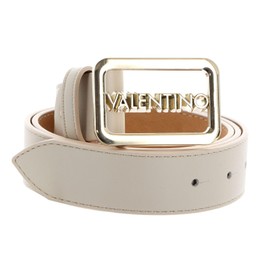 VALENTINO Around Plaque Buckle Belt W115 Ecru/Oro - Can be Shortened, Ecru / Oro