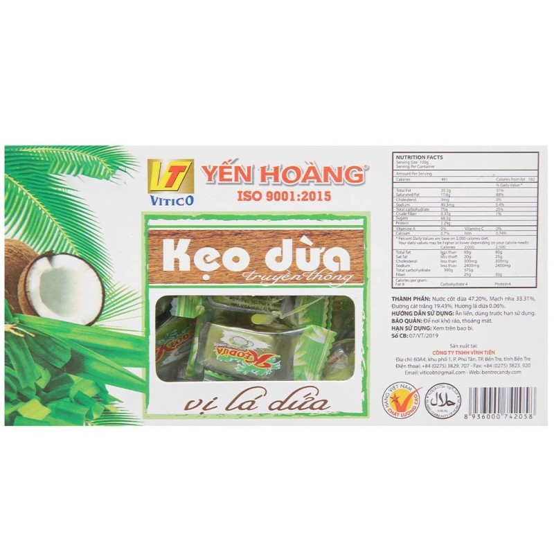 Yen Hoang Coconut Milk Candy With Pandan & Cocoa Flavours