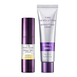 Missha Time Revolution Retinol 500 Shot Ampoule + Retinol 500 Shot Cream 60ml / 미샤 타임레볼루션 레티놀 500샷 앰플 + 레티놀 500샷 크림 60ml