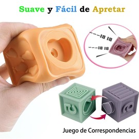 LLXXM 12 Piezas Bloques de Construcción Suaves, Bloques de Actividades Apilar, Juguetes de Baño con Número Formas Animales Frutas y Texturas, Juguete de Divertido, Seguro y Educativo para Niños