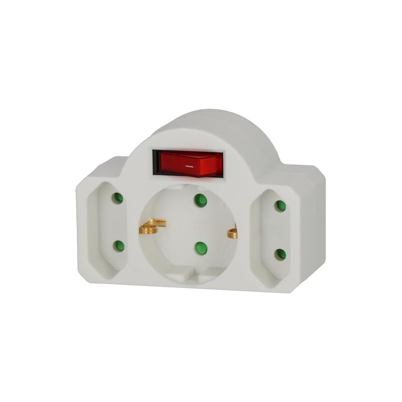 Brennenstuhl Multi Socket, Socket Adaptor 3-Way with Switch (Adaptor Plug