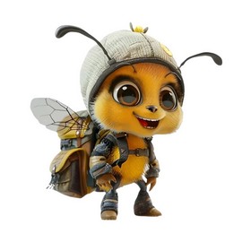 2PC Cute Cartoon Bee Car Stickers, 5.12"x5.12" Waterproof Vinyl Decals, for Windows, Bumper, Laptop, Exterior Decorative Accessories - 2D Flat Decal |BZ77