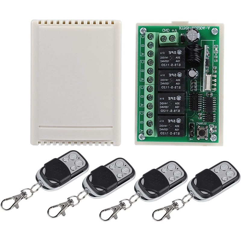 ASHATA Multifunctional Wireless Remote Switch, DC12 V 433 MHz 4-Way