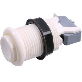 CABLEPELADO Americano Arcade Button with Micro Switch, Arcade Machine Button, Jamma Machines, Mounting: 28mm Holes, Includes Mounting Ring and Microswitch, Pack of 6, White