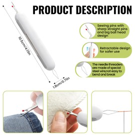 HOIRIX Needle Threaders,2-in-1 Needle Threader & Seam Rippers Kit Stretchable Sewing Tool for Hand Sewing Cross Stitch Craft Knitting Quilting (Green)