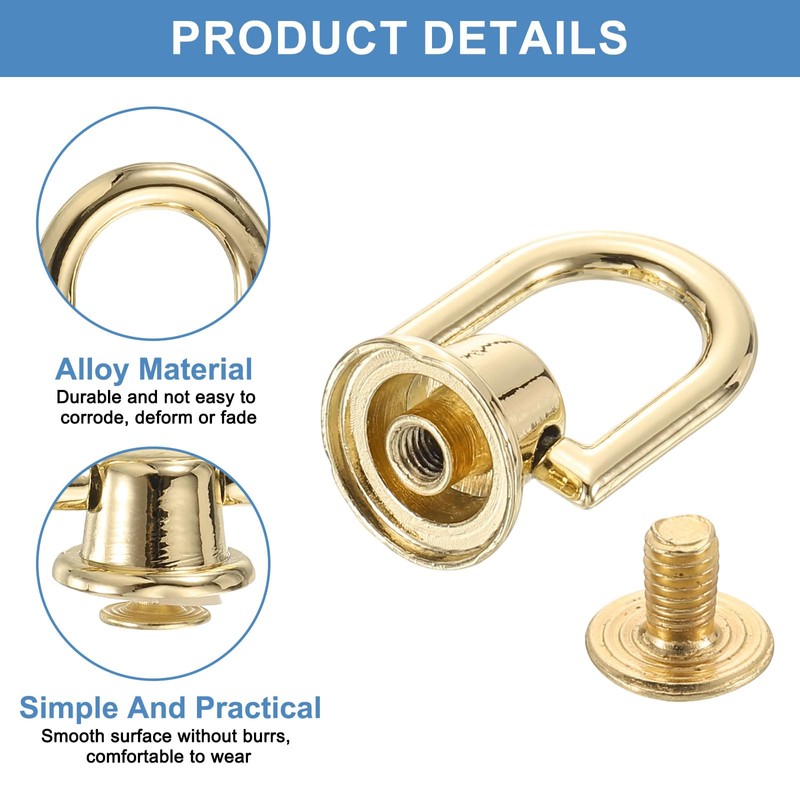 sourcing map 8Pcs Screw Round Head Rivet, 12mm Pull Ring