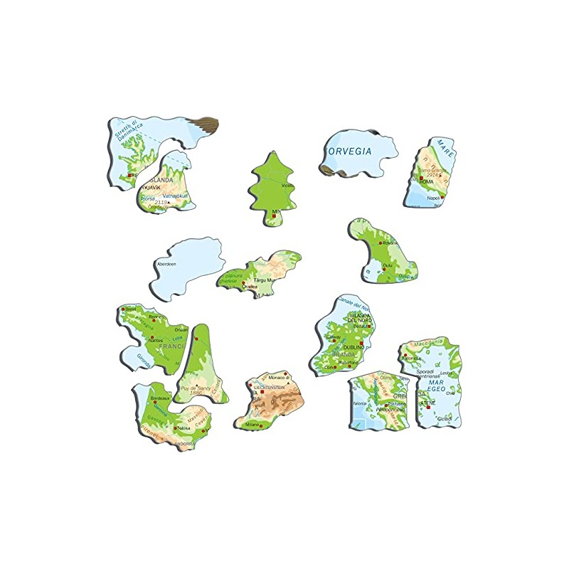 Larsen K70 Europe Physical Map Italian Edition Frame Puzzle with