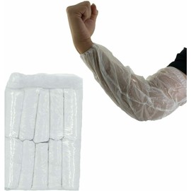 Plastic Oversleeves Protector, 100 Pcs Disposable Arm/Sleeves Covers Waterproof PE Elastic for Arm Protection (White)