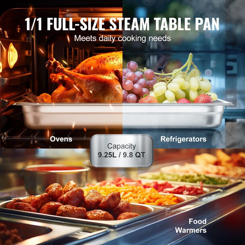 6 Pack 0.8mm Thick Stainless Steel Full Size Anti-Jam Steam