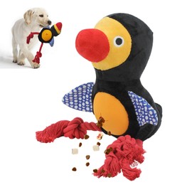 JWTEEE Hundespielzeug Welpenspielzeug mit Kauseil, Anti Stress Ente für Hunde - Quietschendes Hundespielzeug für kleine Hunde (Schwarz)