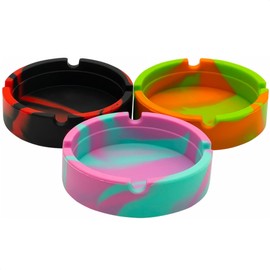 3Pcs Silicone Cigar Ashtray - Silicone Ashtrays for Smokers Silicone Ashtray Cool Ashtrays for Smokers Outdoor Cigar Ashtray Outdoor Ashtray - Home Decor High Heat Resistance Round Tray Cute Ashtray