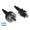 Power cable 1.80 m UL/ARG 37/YC Argentina 3 Pin IEC
