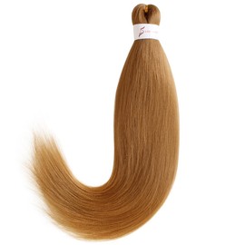 Leeven 8 Packs Blonde Pre Stretched Braiding Hair 26 Inch Yaki Braiding Hair Extensions for Box Braids Hot Water Setting Pre Stretched Braiding Hair Extensions Blonde EZ Braids / 26 Inch 27#