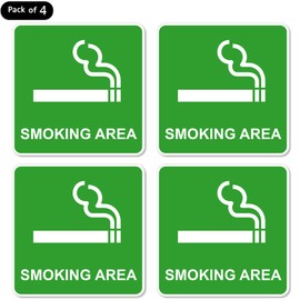 dealzEpic - Smoking Area Sign Decal - Self Adhesive Peel and Stick Waterproof Warning Vinyl Sticker - 3.94x3.94 inches | Pack of 4