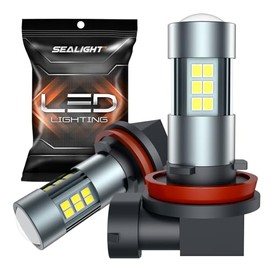 SEALIGHT H11/H8/H16 Bombillas LED Antiniebla 6000K 360° Iluminación Real 400% Más Brillo, Blanco, 2 Piezas