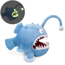 RLOMUTE 9.8 Inch Blue Monkfish Plush Toy, Realistic Anglerfish Glow in the Dark Toy, Cuddly Companion, Bedroom, Home Decoration, Collector's Gift for Children, Boys, Girls