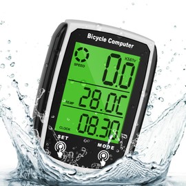 URAQT Bike Computer, Universal 19 Functions IP54 Waterproof Bicycle Speedometer Odometer, GPS Cycling Computer with LCD Backlight Display Touch Screen, Automatic Start/Stop, For Cycling