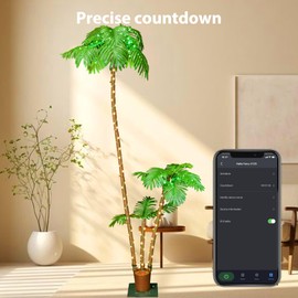 6FT Gorgeous Palm Tree Artificial Palm Tree 220LED Lights for Office Decoration Outdoor and Indoors Patio Hawaiian Tiki Bar Decoration (7FT)