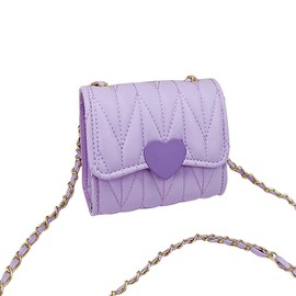 Women Girl Mini Shoulder Bag, Cute Heart Design Princess Crossbody Bags Purses for Toddler little Girls Gift, Purple