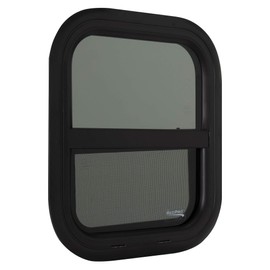 RecPro RV Window | 14" W x 16" H | Teardrop Style Vertical Slide | 1 1/2 Wall Thickness | RV Window Replacement (1 Window, With Trim Kit) | Made in USA