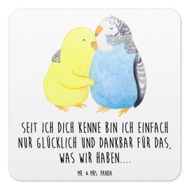 Mr. & Mrs. Panda Set of 6 Coaster Set Budgie Love – Gift, Cork, Cup Coasters, Confidence, Hug, Girlfriend