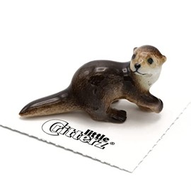 Little Critterz River Otter Decorative Porcelain Display Object “Glide” – Handcrafted Hand-Painted Adult Home Décor Accent