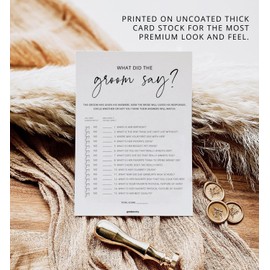 Bridal Shower Games, What Did the Groom Say Bridal Shower Game for 50 Guests - Minimalist