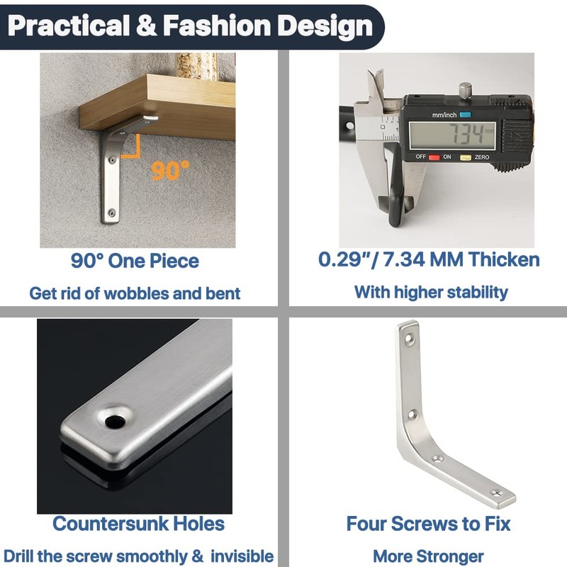 SAYAYO Heavy Duty Floating Shelf Bracket 4 Inch x 4