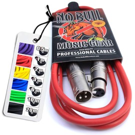 No Bull Music Gear' Premium XLR Cable (Red, 2m): Achieve a Clearer Audio Signal with Balanced Male to Female Microphone Lead, plus Free Cable Tie
