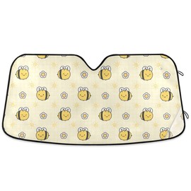 Yellow Bees Car Windshield Sun Shade Daisy Flowers Car Sun Visor for UV Rays and Sun Heat Protection Summer Blocks Heat and Sun Foldable Sun Shield 55x28 Inches Automotive Interior Accessories