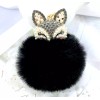 Adorable Kitty CAT Pink PUFF Rhinestone PURSE CHARM Clip On