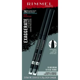 Rimmel Exaggerate Eyeliner 262 Blackest Black Double Pk Retractable Waterproof