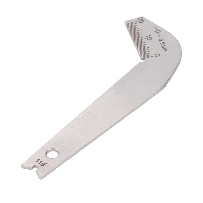Drill Bit Sharpening Gauge, Stainless Steel 0.5mm Accuracy 118° Angle