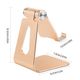 Bidponds Phone Stand,Adjustable Cell Phone Stand for Desk,Aluminum Alloy Cell Phone Cradle Cell Phone Holder for Desk, Gold