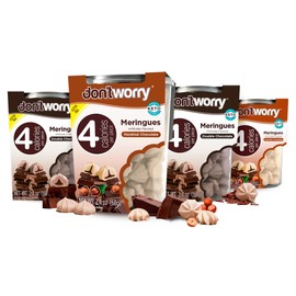 Don't Worry Low Calorie Meringue Cookies - 4 Pack - Hazelnut & Chocolate | Chocolate Filled Center | Only 4 Calories per Piece, Low Sugar, Gluten Free, Keto Friendly and Healthy Snacks for Adults