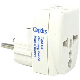 Ceptics GP3-9 3 Outlet Travel Adapter Plug Type E/F Schucko for Germany, France