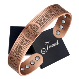 Jeracol Copper Bracelets for Men Women,Tree of Life and Celtic Knot Design Copper Magnetic Bracelets Cuff Bangle with 12pcs Powerful Magnets(Each 3800 Gauss), Brazaletes Jewelry with Gift Box