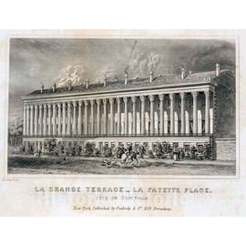 Historic Pictoric 1831 Print - La Grange Terrace, La Fayette Place, City of New York. - Vintage Wall Art - 14in x 11in