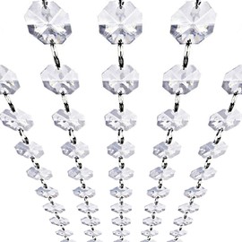 Crystal Acrylic Gems Bead Garland Strands, KinHom 16 Feet Hanging Clear 14mm Daimond Beads Chain Garlands for Manzanita Tree Centerpiece, Chandelier Bead Lamp Chain, Christmas/Wedding Party Decoration
