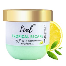 Leal Tropical Escape Green Tea & Lemon Whipped Sugar Scrub | 100 gms | Exfoliating | Gentle | Dead Skin Removal | Ingrown Hair Removal | For Body & Face | All Skin Types |100% Vegan & Cruelty Free