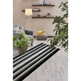 Custom Size Hallway Runner Rug, Slip Resistant, 26 Inch Wide X Your Choice of Length, Stripes Black, 26 Inch X 26 feet