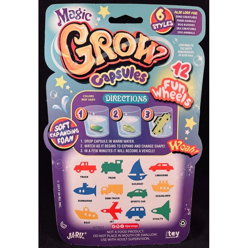 Ja-ru Magic Grow Capsules - 12 Fun Wheels - Soft