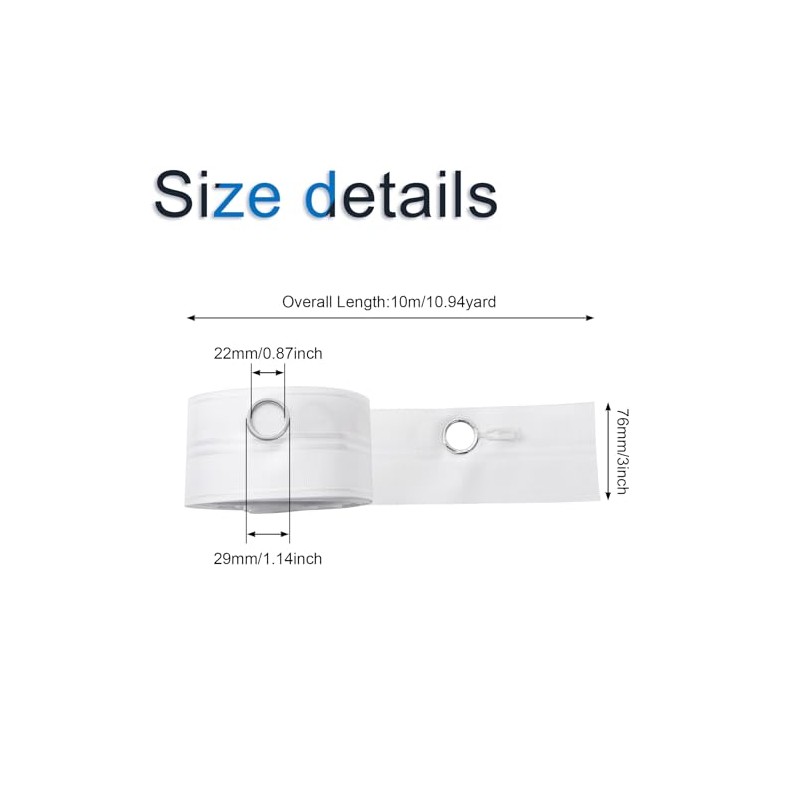 INCREWAY 10m Curtain Tape Eyelet Tape with Small Hole Diameter