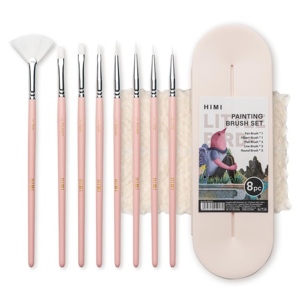 HIMI Paint Brushes Set 8 Pcs for Acrylic Oil Gouache/Watercolor