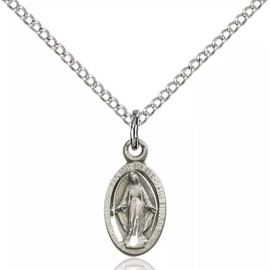 Bliss Sterling Silver Miraculous Medal Catholic Pendant Necklace 18" Chain GiftBox