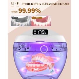 Ultrasonic Retainer Cleaner, 200ML Denture Cleaner for Mouthguard, Aligner and All Dental Appliance with 4 Digital Timer, 45kHz Diamond Cleaner for Rings Jewelry Cleaning, with Cleaning Basket