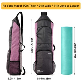 Warrior2 Yoga Mat Holder Carrier, Yoga Backpack Fits 1/2 Inch Thick Mat, Large Pockets & Water Bottle Holders | Full Zip Yoga Mat Carrying Bag for Women Men Gym Sport Travel Bike Yoga Accessories