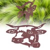 Peeping Cow Head Shape Animal Stake Decorative Metal Stake Garden
